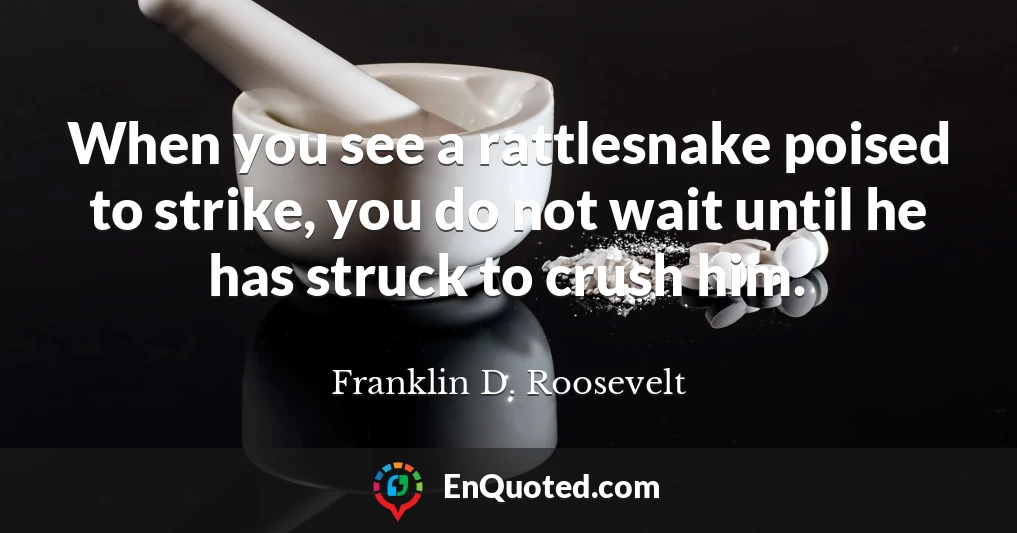 When you see a rattlesnake poised to strike, you do not wait until he has struck to crush him.