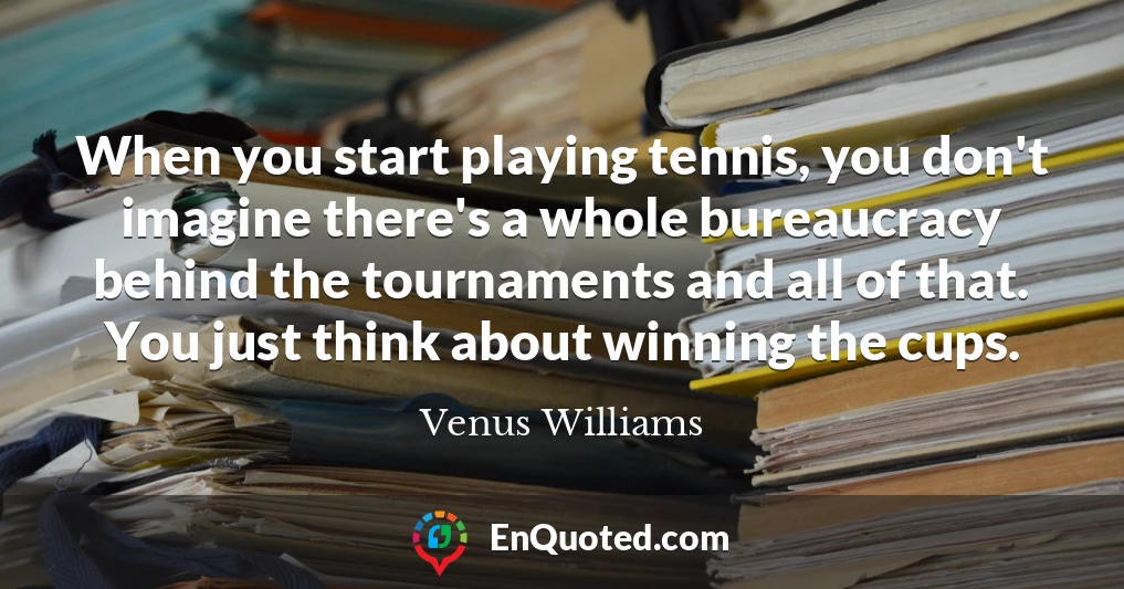 When you start playing tennis, you don't imagine there's a whole bureaucracy behind the tournaments and all of that. You just think about winning the cups.