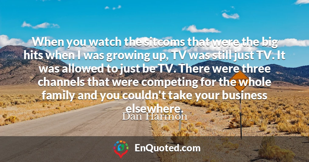 When you watch the sitcoms that were the big hits when I was growing up, TV was still just TV. It was allowed to just be TV. There were three channels that were competing for the whole family and you couldn't take your business elsewhere.