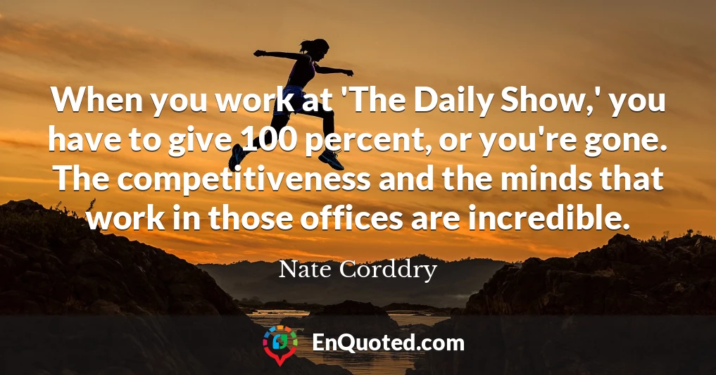 When you work at 'The Daily Show,' you have to give 100 percent, or you're gone. The competitiveness and the minds that work in those offices are incredible.