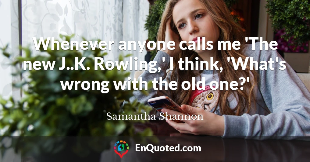 Whenever anyone calls me 'The new J..K. Rowling,' I think, 'What's wrong with the old one?'