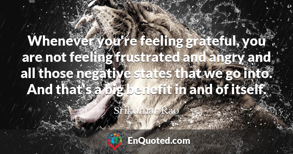 Whenever you're feeling grateful, you are not feeling frustrated and angry and all those negative states that we go into. And that's a big benefit in and of itself.