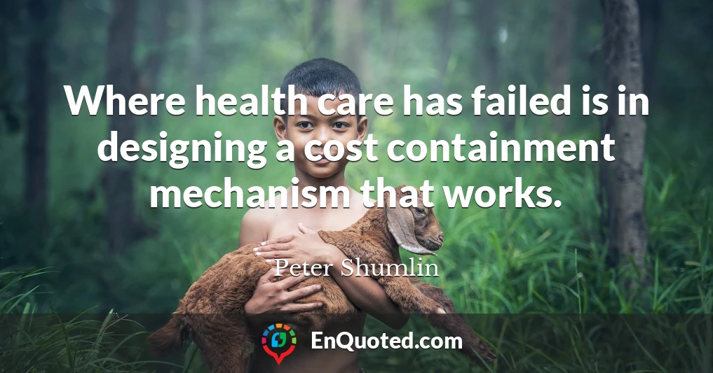 Where health care has failed is in designing a cost containment mechanism that works.