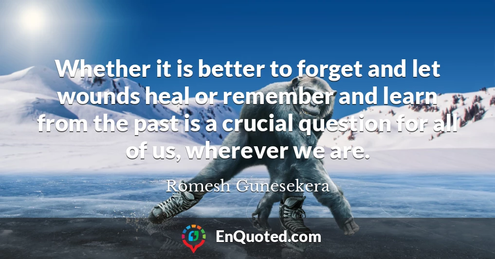 Whether it is better to forget and let wounds heal or remember and learn from the past is a crucial question for all of us, wherever we are.