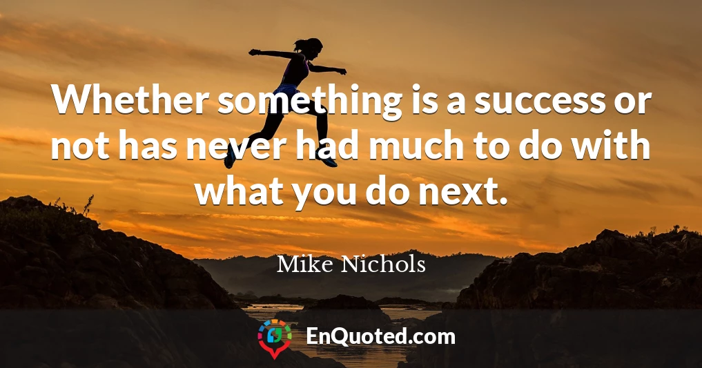 Whether something is a success or not has never had much to do with what you do next.