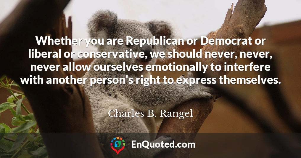 Whether you are Republican or Democrat or liberal or conservative, we should never, never, never allow ourselves emotionally to interfere with another person's right to express themselves.