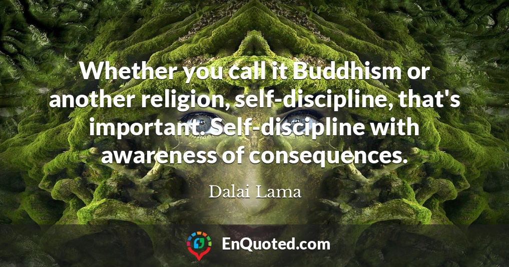 Whether you call it Buddhism or another religion, self-discipline, that's important. Self-discipline with awareness of consequences.