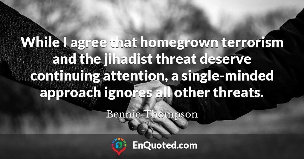 While I agree that homegrown terrorism and the jihadist threat deserve continuing attention, a single-minded approach ignores all other threats.