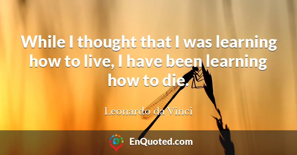 While I thought that I was learning how to live, I have been learning how to die.