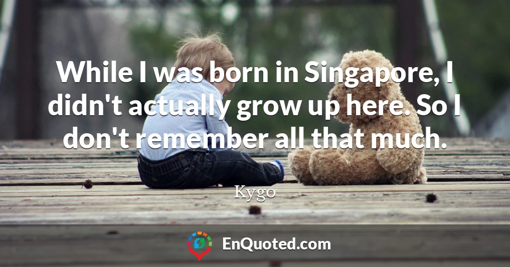 While I was born in Singapore, I didn't actually grow up here. So I don't remember all that much.