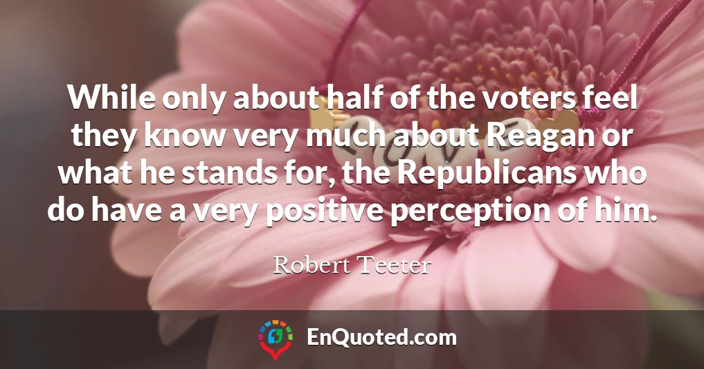 While only about half of the voters feel they know very much about Reagan or what he stands for, the Republicans who do have a very positive perception of him.