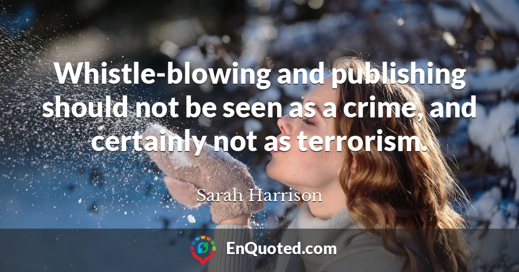 Whistle-blowing and publishing should not be seen as a crime, and certainly not as terrorism.