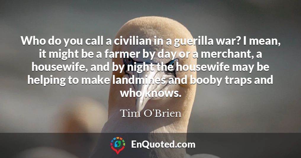Who do you call a civilian in a guerilla war? I mean, it might be a farmer by day or a merchant, a housewife, and by night the housewife may be helping to make landmines and booby traps and who knows.