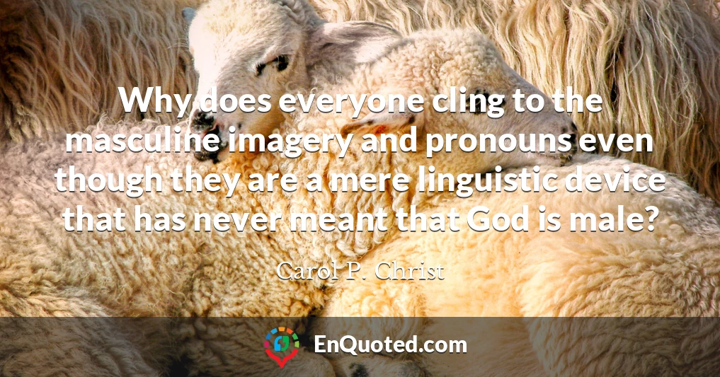 Why does everyone cling to the masculine imagery and pronouns even though they are a mere linguistic device that has never meant that God is male?