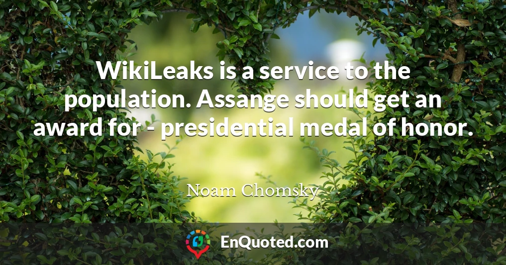 WikiLeaks is a service to the population. Assange should get an award for - presidential medal of honor.