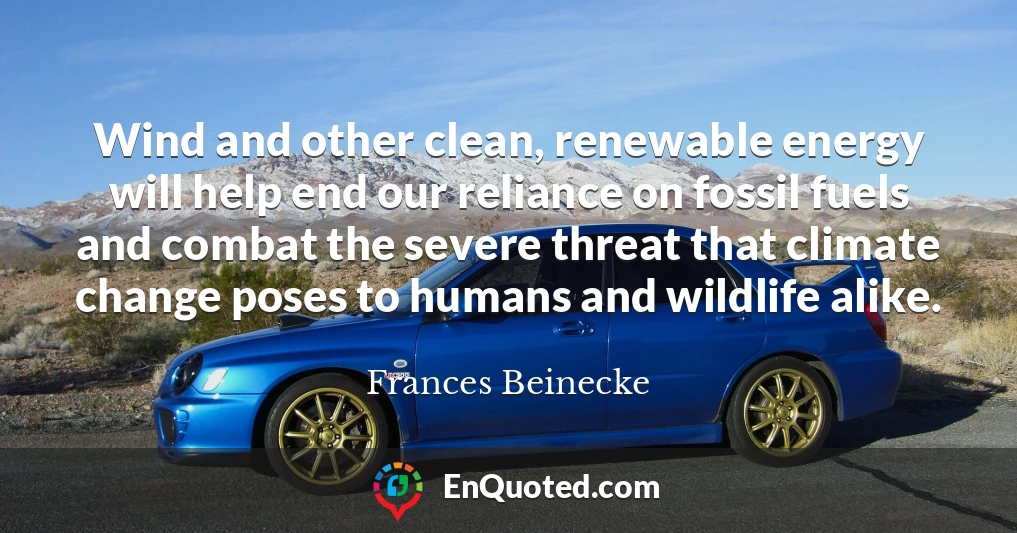 Wind and other clean, renewable energy will help end our reliance on fossil fuels and combat the severe threat that climate change poses to humans and wildlife alike.