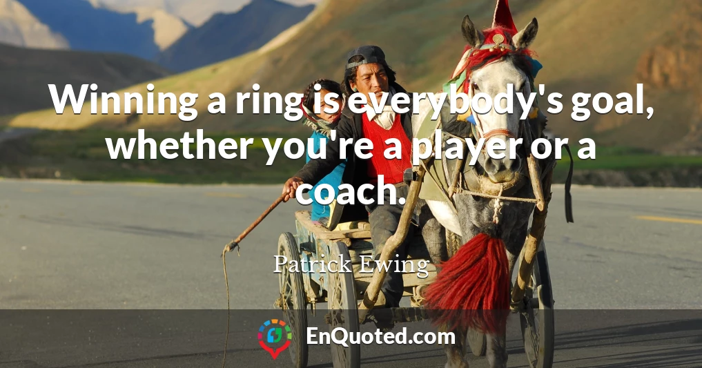 Winning a ring is everybody's goal, whether you're a player or a coach.
