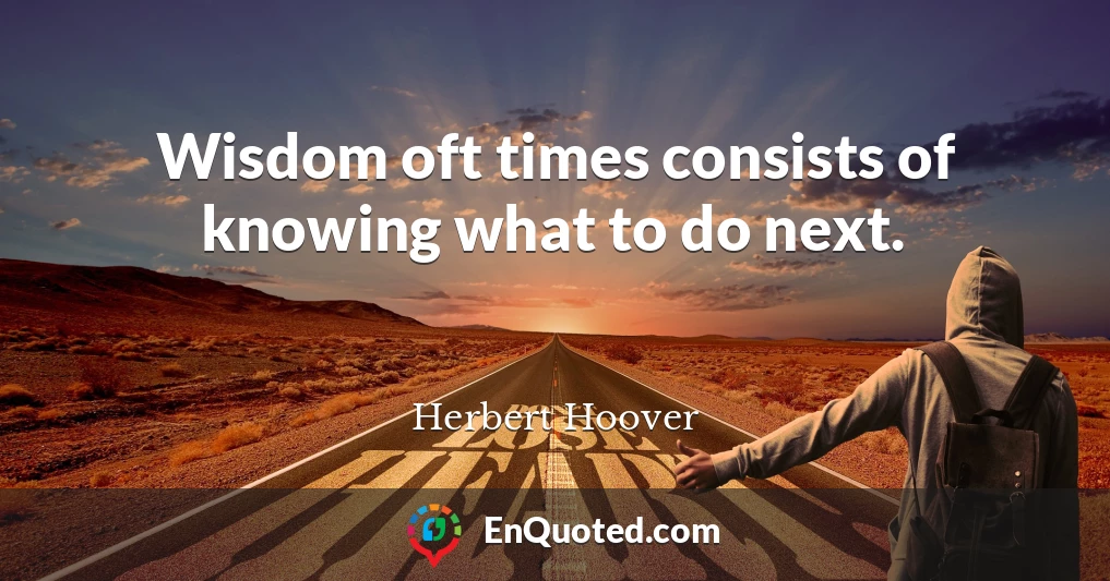 Wisdom oft times consists of knowing what to do next.