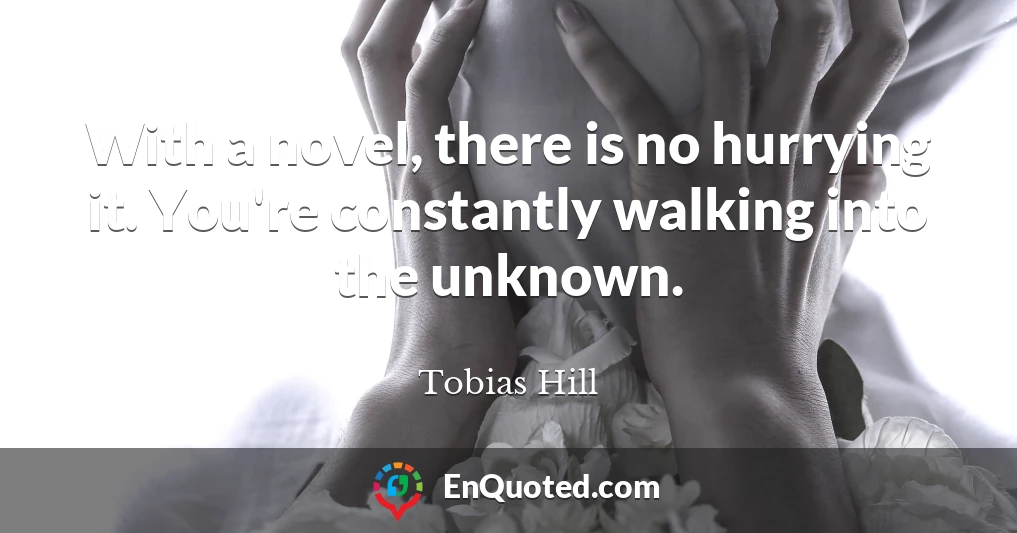 With a novel, there is no hurrying it. You're constantly walking into the unknown.