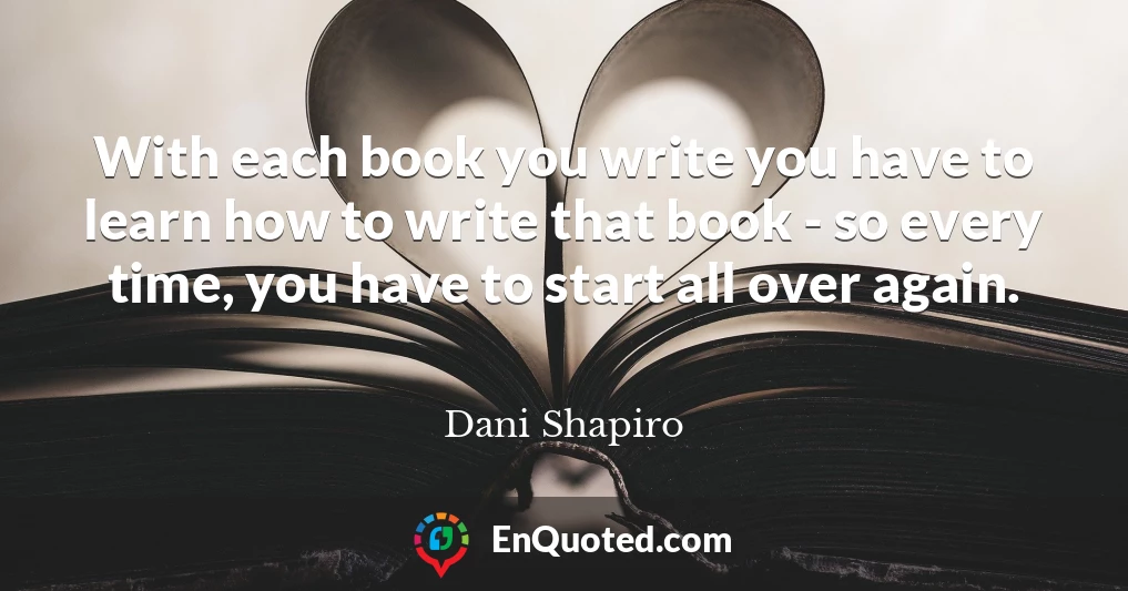 With each book you write you have to learn how to write that book - so every time, you have to start all over again.