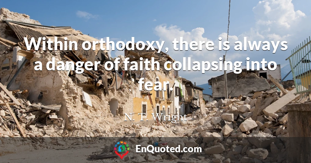 Within orthodoxy, there is always a danger of faith collapsing into fear.
