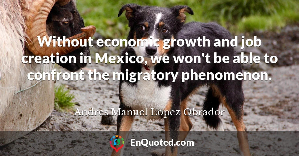 Without economic growth and job creation in Mexico, we won't be able to confront the migratory phenomenon.