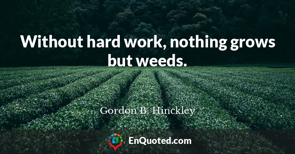 Without hard work, nothing grows but weeds.