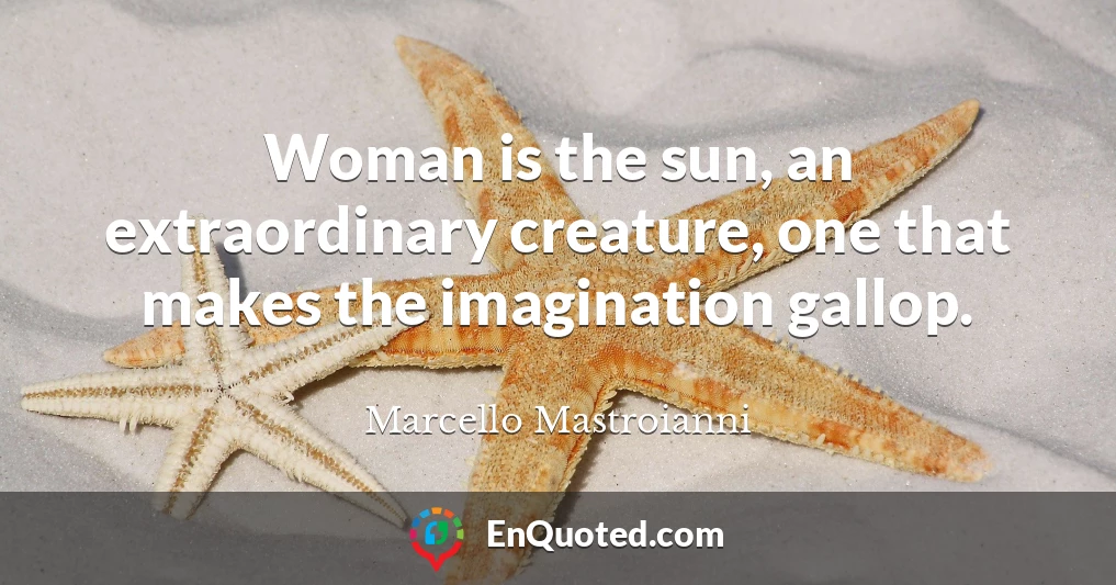 Woman is the sun, an extraordinary creature, one that makes the imagination gallop.