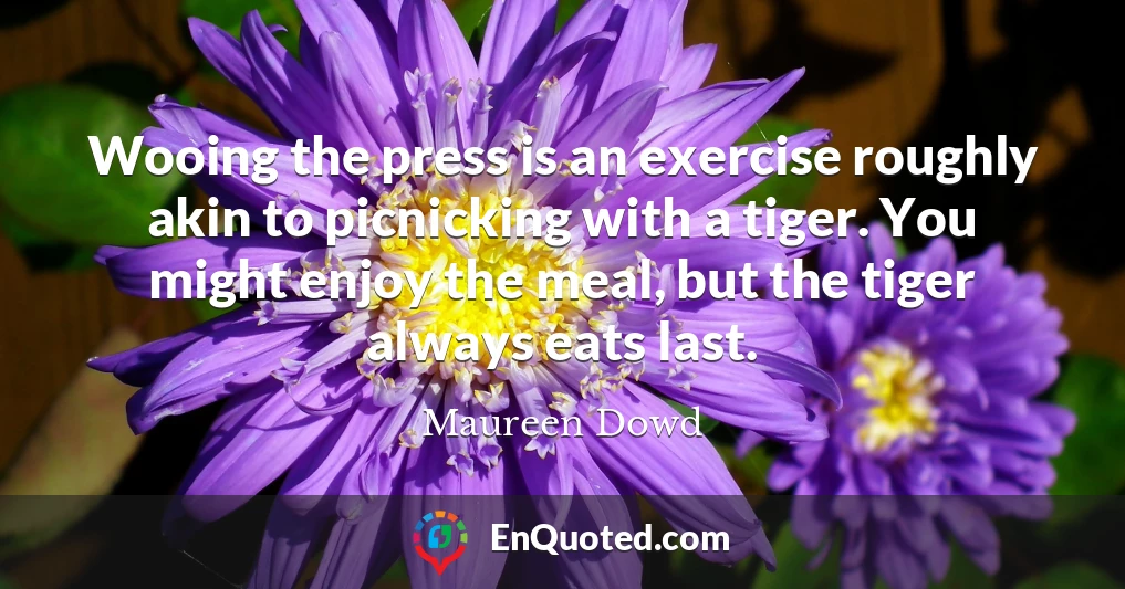 Wooing the press is an exercise roughly akin to picnicking with a tiger. You might enjoy the meal, but the tiger always eats last.