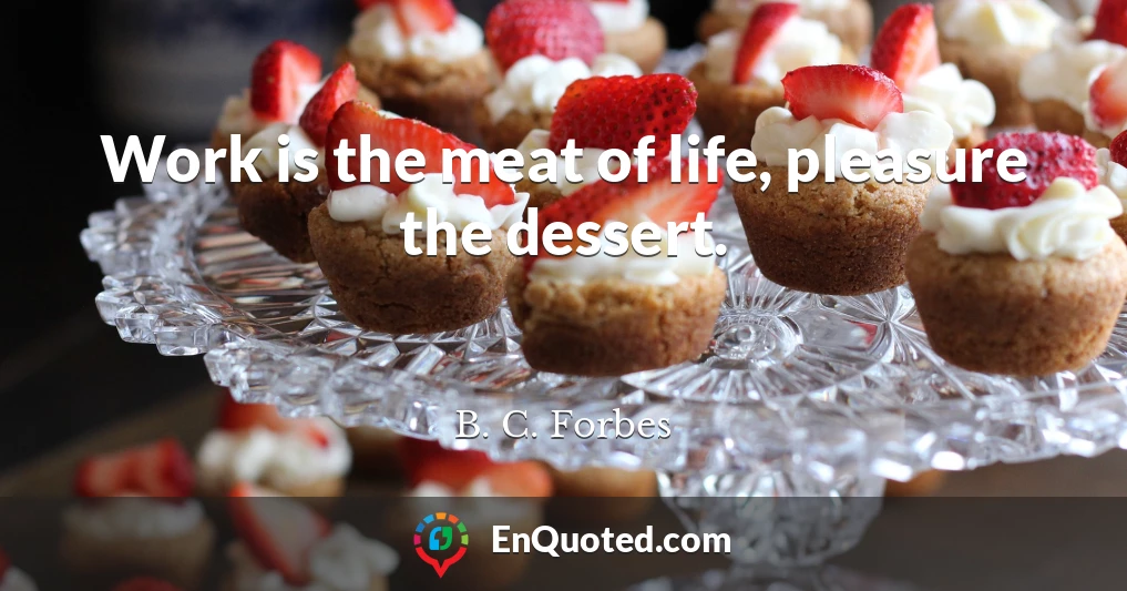 Work is the meat of life, pleasure the dessert.