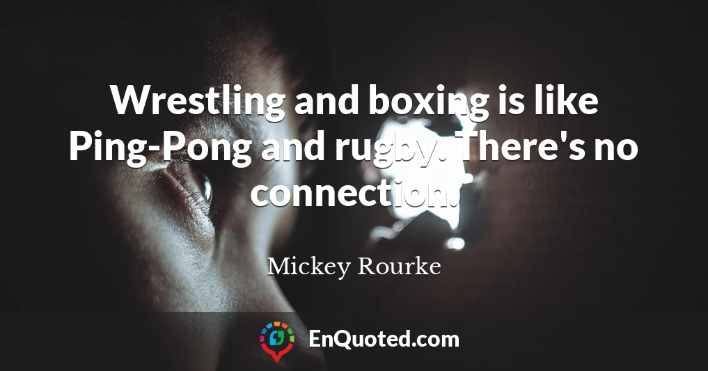 Wrestling and boxing is like Ping-Pong and rugby. There's no connection.