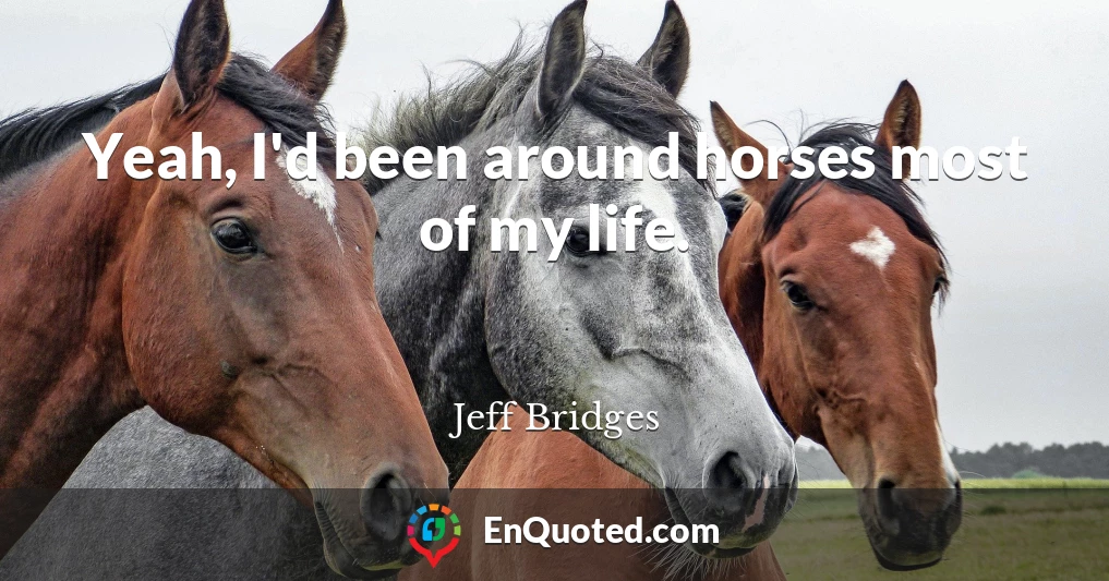 Yeah, I'd been around horses most of my life.