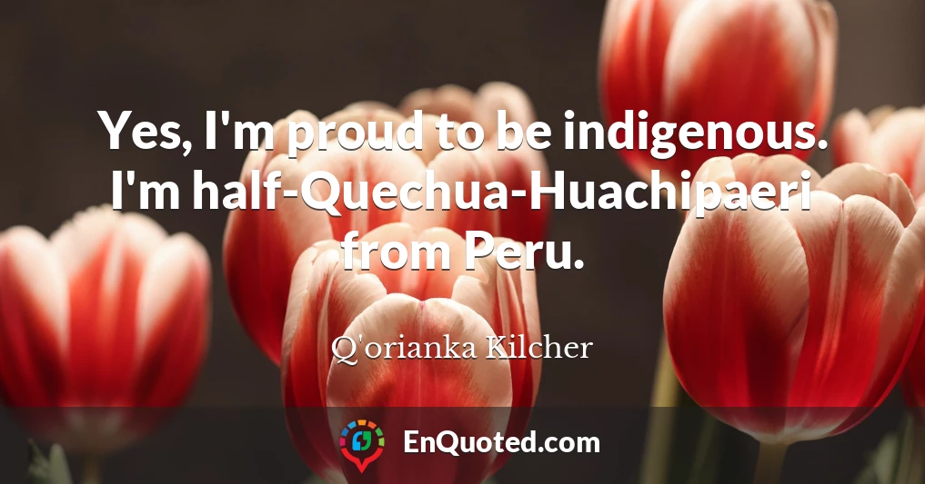 Yes, I'm proud to be indigenous. I'm half-Quechua-Huachipaeri from Peru.