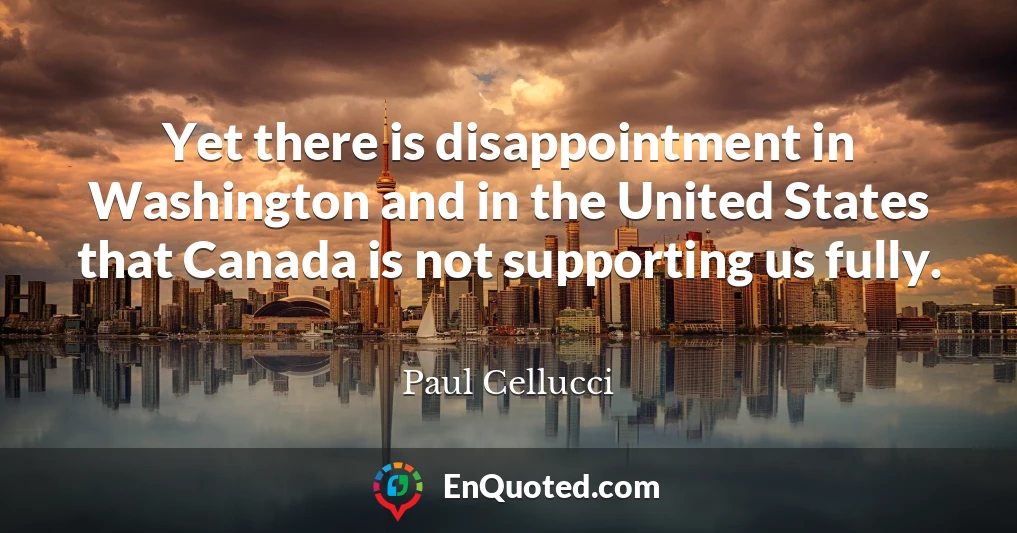 Yet there is disappointment in Washington and in the United States that Canada is not supporting us fully.