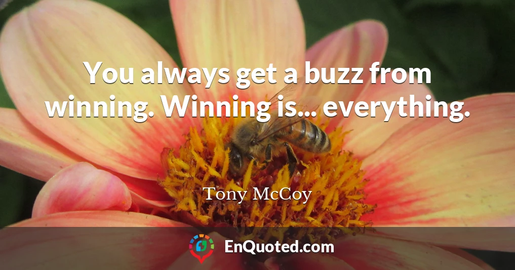 You always get a buzz from winning. Winning is... everything.