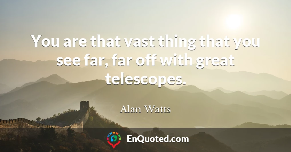 You are that vast thing that you see far, far off with great telescopes.