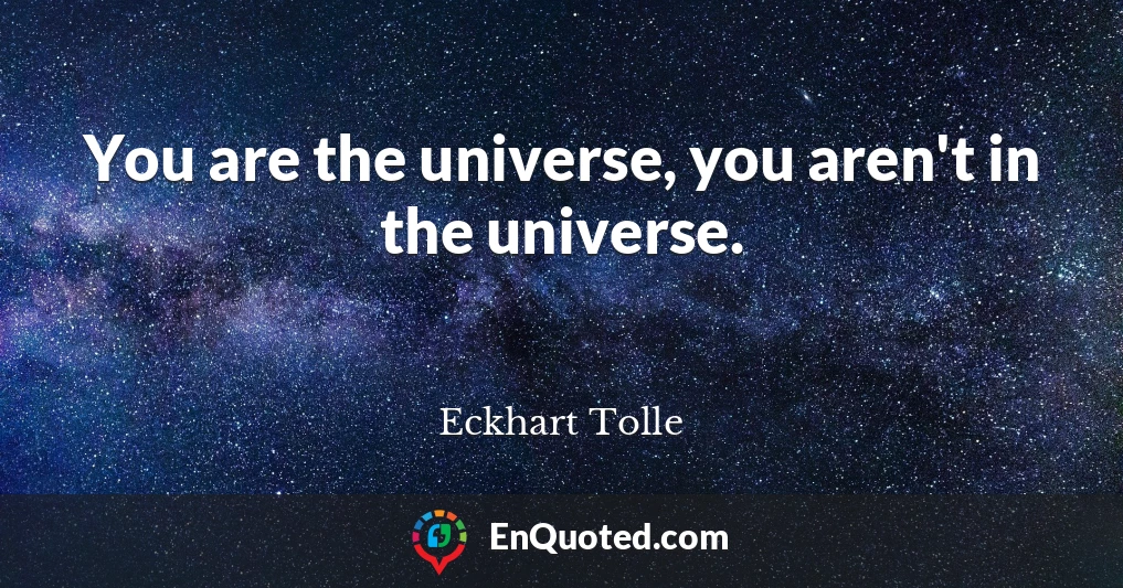 You are the universe, you aren't in the universe.