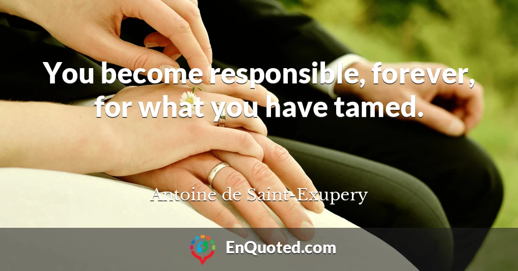 You become responsible, forever, for what you have tamed.