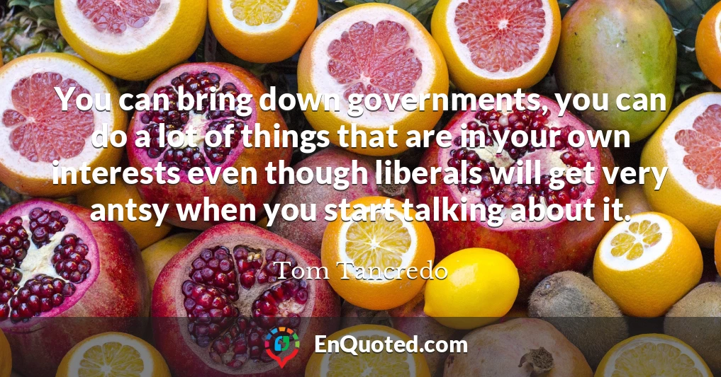 You can bring down governments, you can do a lot of things that are in your own interests even though liberals will get very antsy when you start talking about it.
