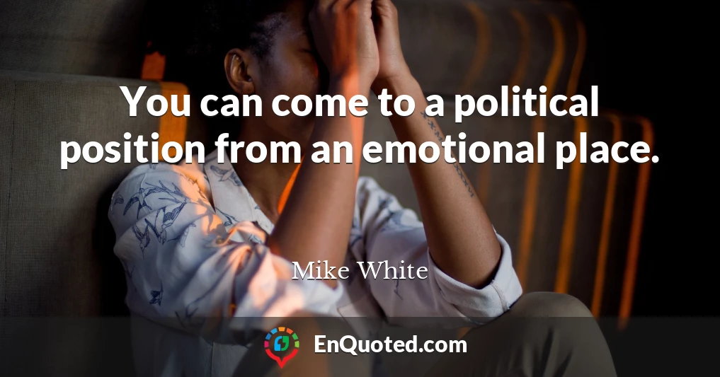 You can come to a political position from an emotional place.