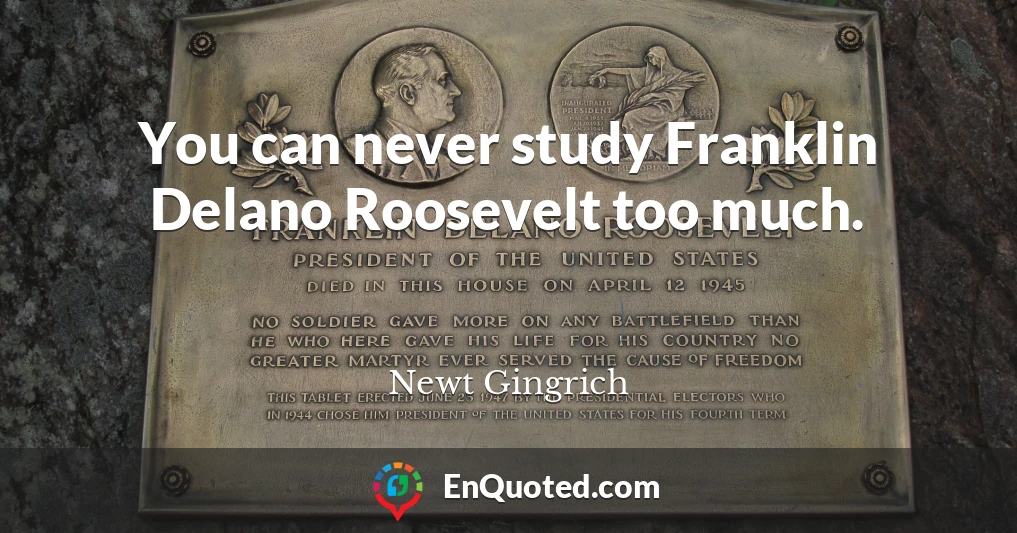 You can never study Franklin Delano Roosevelt too much.
