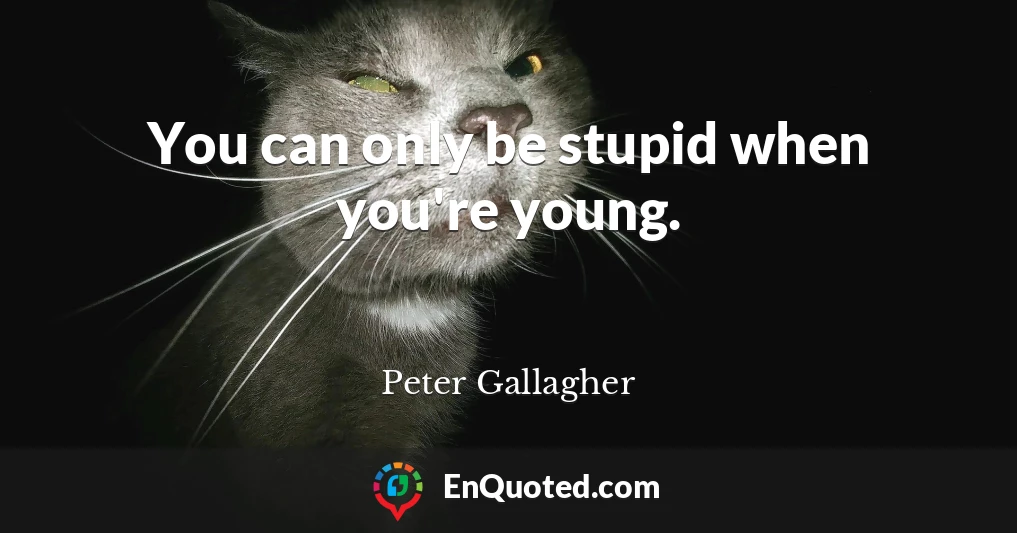 You can only be stupid when you're young.