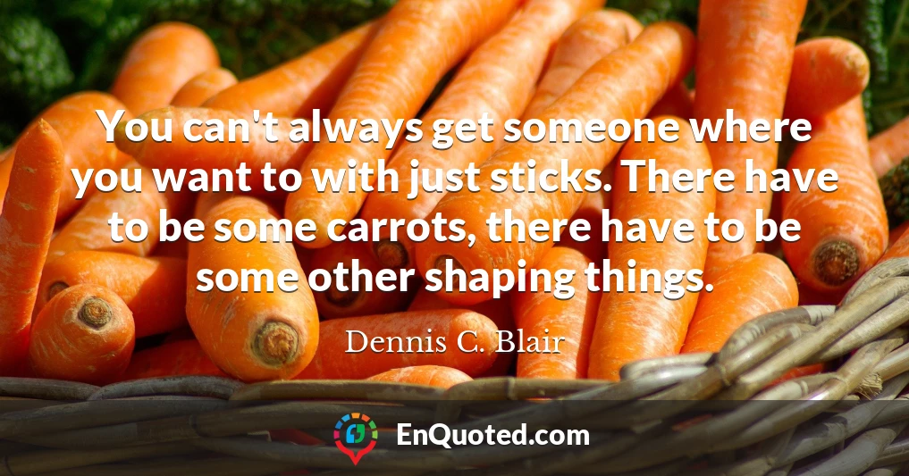 You can't always get someone where you want to with just sticks. There have to be some carrots, there have to be some other shaping things.