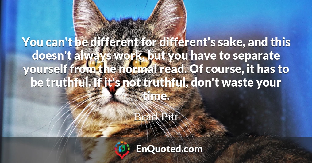 You can't be different for different's sake, and this doesn't always work, but you have to separate yourself from the normal read. Of course, it has to be truthful. If it's not truthful, don't waste your time.