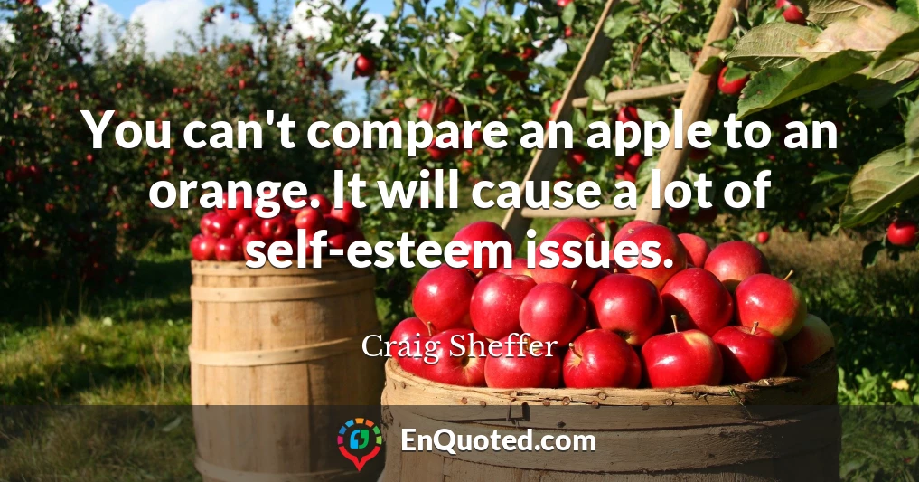 You can't compare an apple to an orange. It will cause a lot of self-esteem issues.