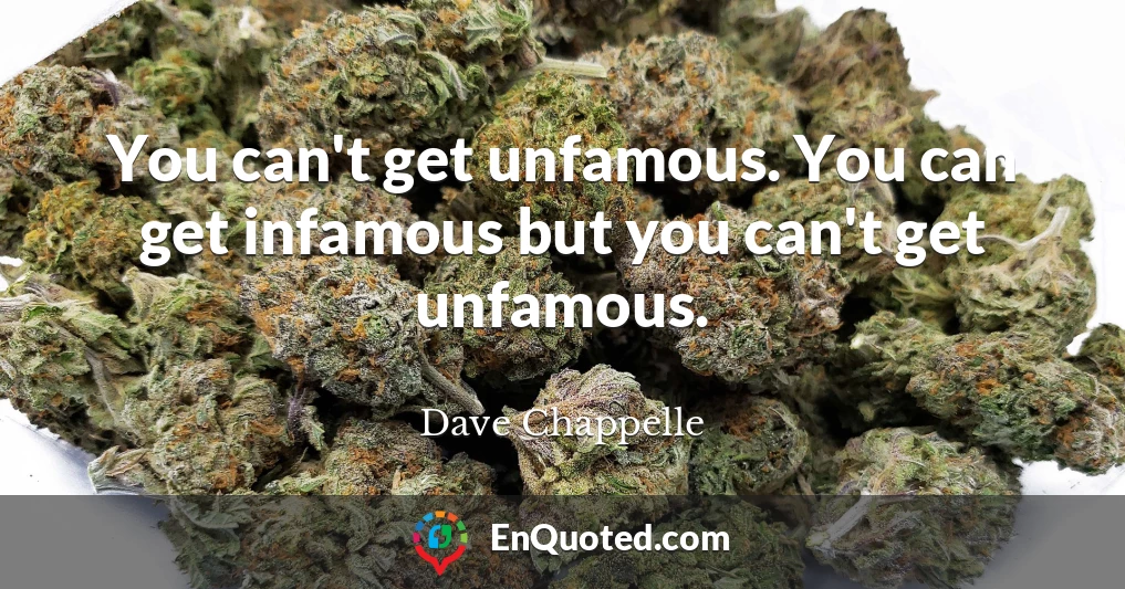 You can't get unfamous. You can get infamous but you can't get unfamous.