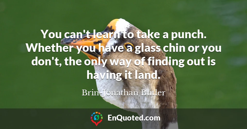 You can't learn to take a punch. Whether you have a glass chin or you don't, the only way of finding out is having it land.