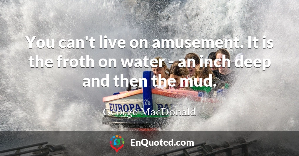 You can't live on amusement. It is the froth on water - an inch deep and then the mud.