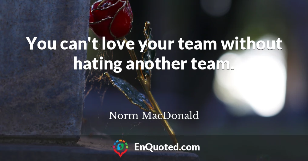 You can't love your team without hating another team.
