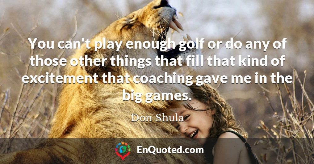 You can't play enough golf or do any of those other things that fill that kind of excitement that coaching gave me in the big games.